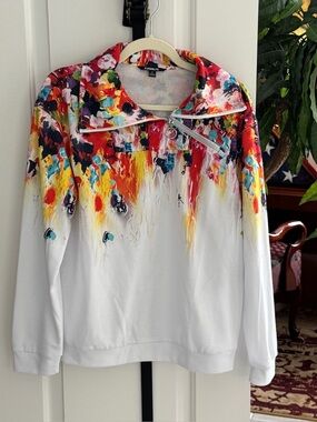 *LIKE NEW* - ACE GOLF Color-Splash Abstract Print Ladies Sweatshirt (Medium)